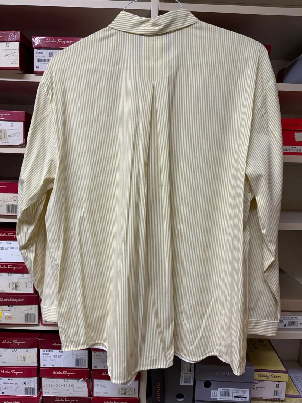Lafayette 148 New York Pale Yellow Pinstripe Dress Shirt - Picture 6 of 6